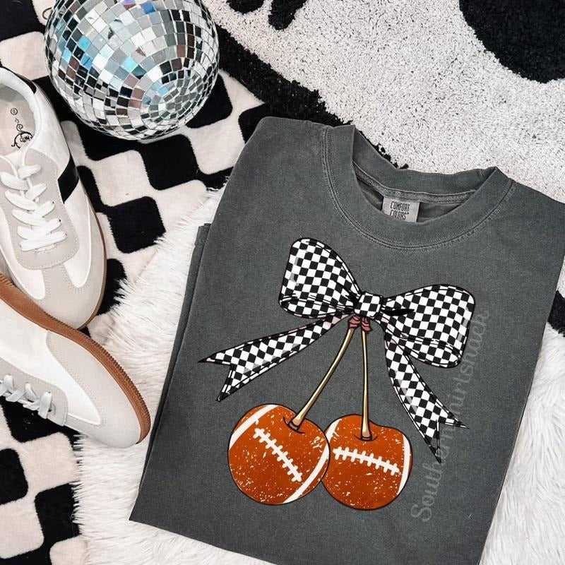 Football Cherries T shirt | football Mama Shirt | Pepper comfort colors t shirt