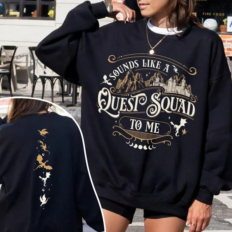 Fourth Wing Quest Squad Sweatshirt, Ridoc Dragon Rider Shirt, Onyx Storm Riorson House Shirt, Gift For Book Lover