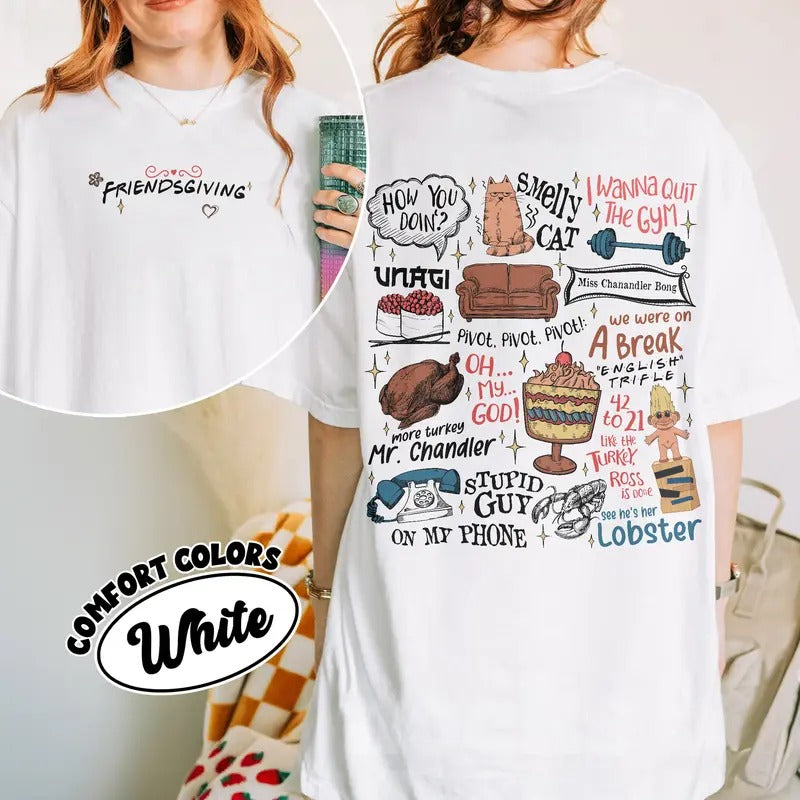 Friendsgiving Comfort Colors , Thanksgiving Holiday TShirt, christmas shirt For Friends movie Fans Womenswear Style
