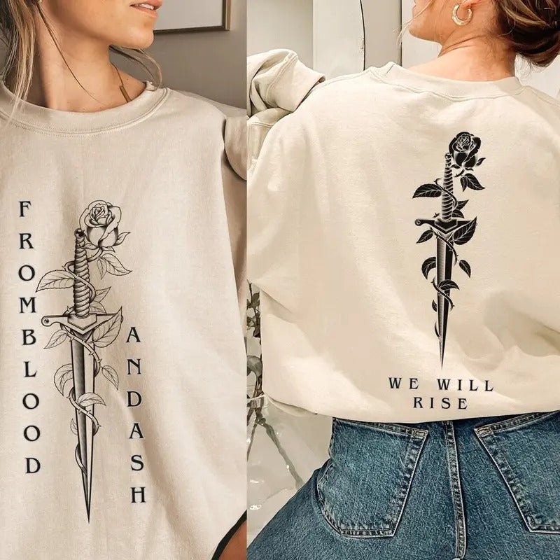 From Blood And Ash Sweatshirt, Flesh and Fire Hoodie, FBAA, From Blood and Ash Merch, FBAA Sweater, Acotar, Nyktos, Casteel, Bookish Merch, TBR Womenswear Shirt