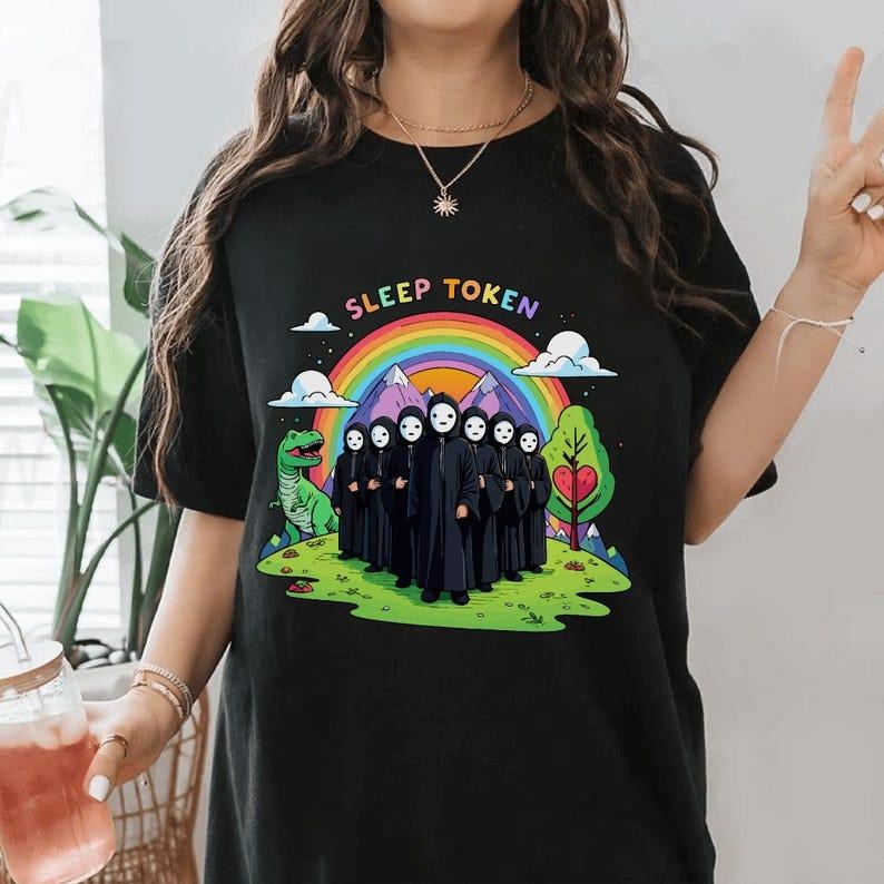 Funny Meme Sleep Token Flamingo Band The Even In Arcadia Concert Tour 2025 T-shirt, Goth Band Merch