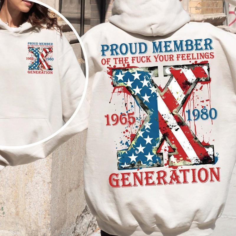 Generation X Flag Shirt, New Version The True FAFO Gen X New Version Two Side Shirt Raised on Hose Water and Neglect GenX T Shirt Cotton Top Womenswear Grey