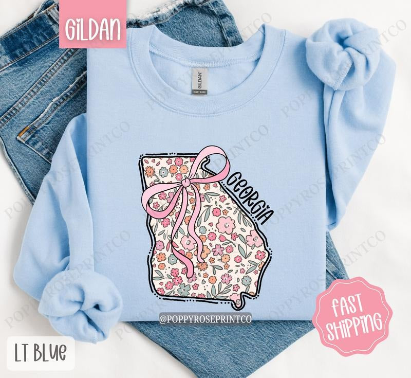 Georgia Floral Sweatshirt, Cute Georgia Sweatshirt, Georgia State Sweatshirt