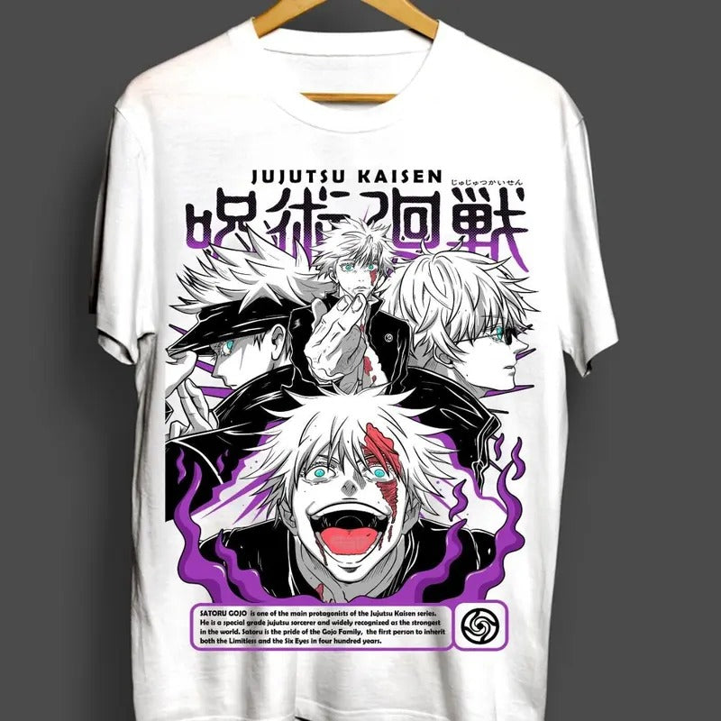 Gojo Satoru T-Shirt Jujutsu Kaisen Anime Horror Funny Gift Shirt All Size