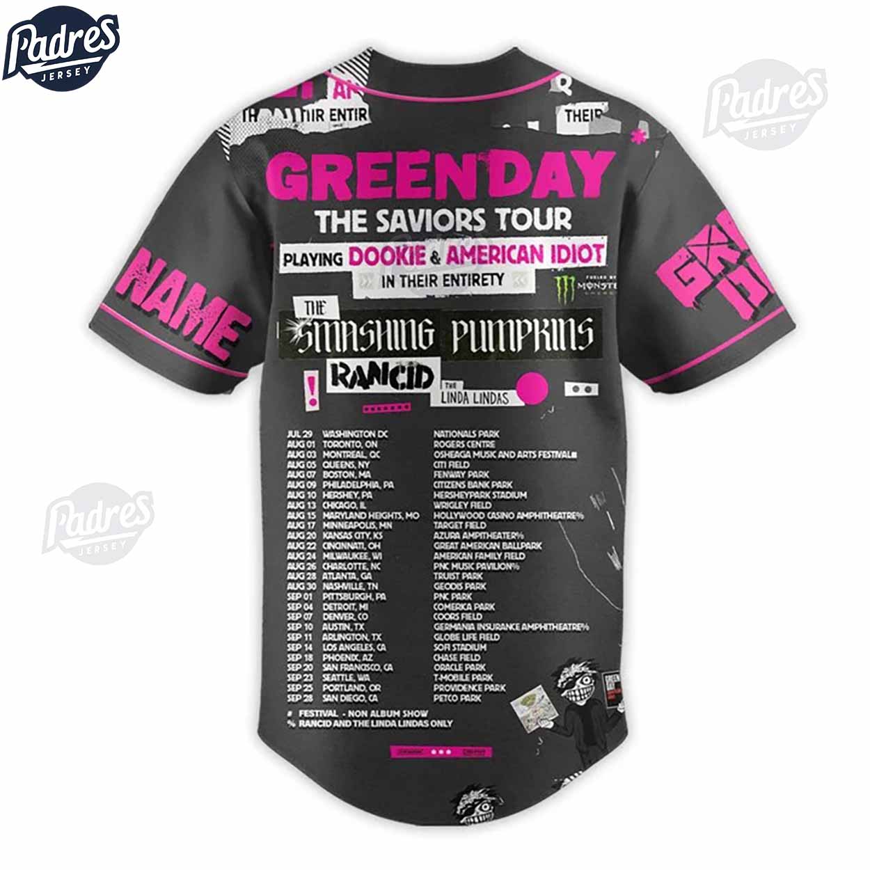 Green Day The Saviors Tour Custom Baseball Jersey Online - Padres Jersey Oasis: Elevate Your Baseball Style Game