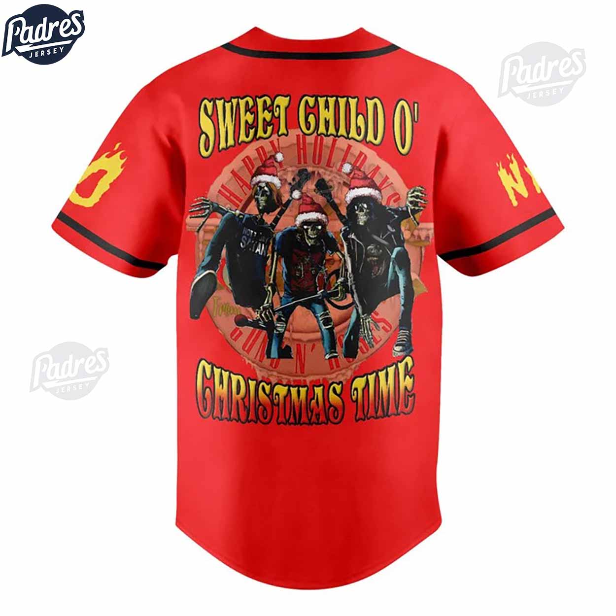 Guns N’ Roses Skull Design Red Christmas Baseball Jersey - Padres Jersey Oasis: Elevate Your Baseball Style Game