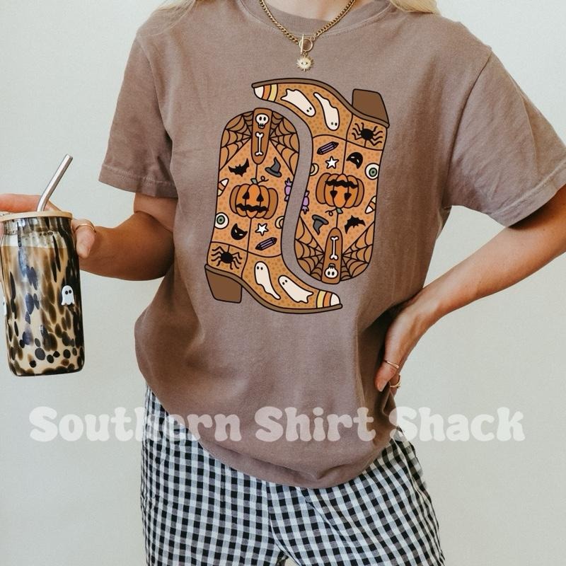 Halloween Cowboy Boots T shirt | comfort colors t shirt | Cute Halloween T shirt | Halloween Graphic T shirt