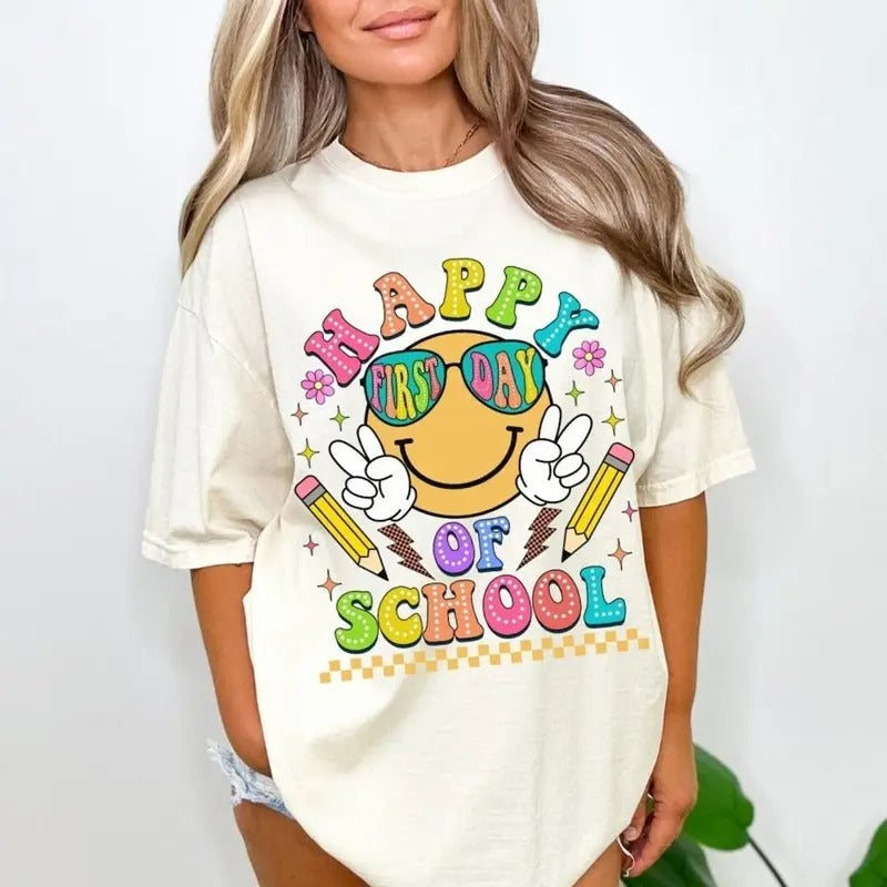 Happy First Day of School Shirt | Teacher Gift | First Day of School Shirt | Back To School Shirt
