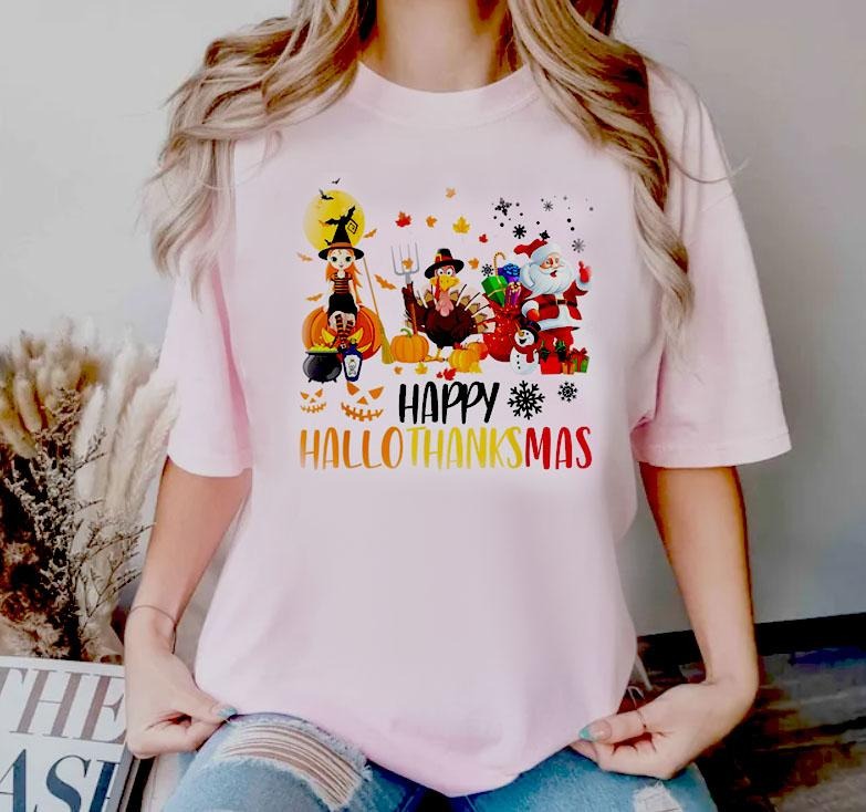 Happy Hallothanksmas, Gift For Halloween, Christmas Sweatshirt, Thanksgiving Sweater, Turkey and Christmas Sweatshirt, Halloween Gift