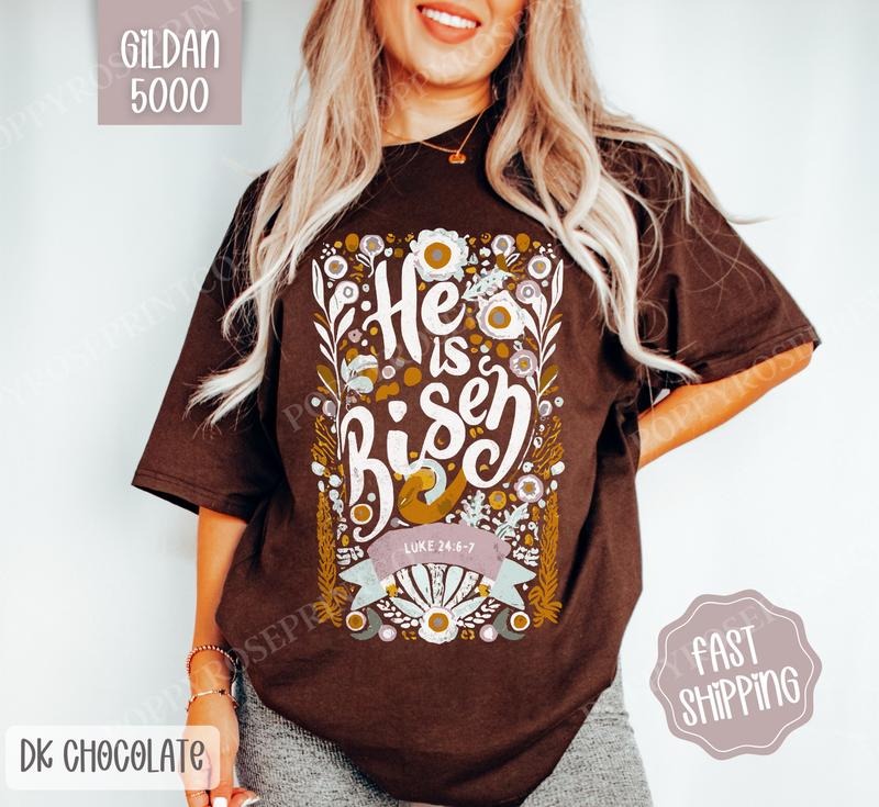 He is Risen Shirt Gildan, Bible Verse Tee, Religious Women's Tshirt Plus Sizes, Gift for Her