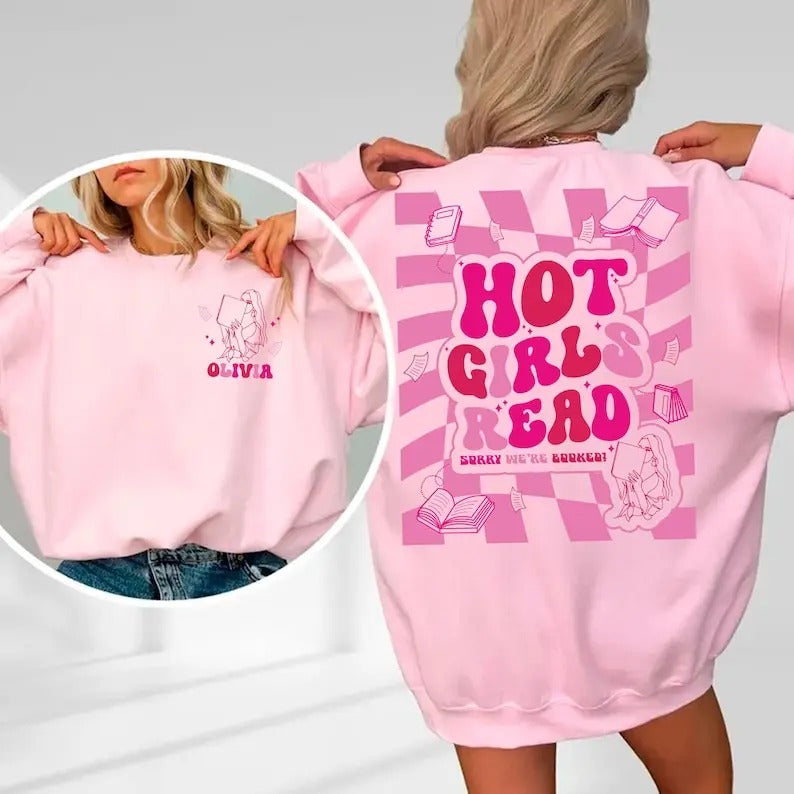 Hot Girls Read Shirt, Book Lover Sweatshirt, Bookish Sweater, Reading Lover Crewneck, Bookish T-shirt, Book Lover Gift, Gift for Her