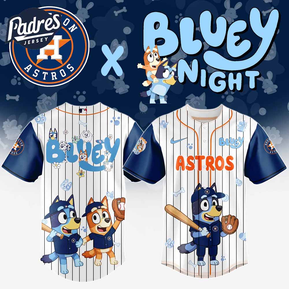 Houston Astros MLB x Bluey And Bingo Baseball Jersey 2025 - Padres Jersey Oasis: Elevate Your Baseball Style Game