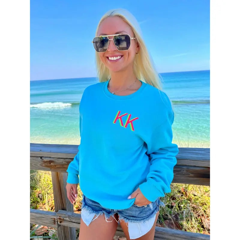 Initial Blue Crush Embroidered Sweatshirt