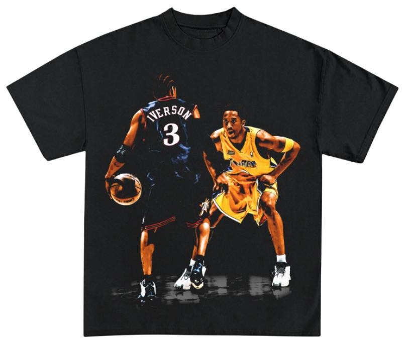 Iverson Vs. Kobe Vintage 90s Graphic T-Shirt, Menswear Top Underwear Streetwear Shortsleeve
