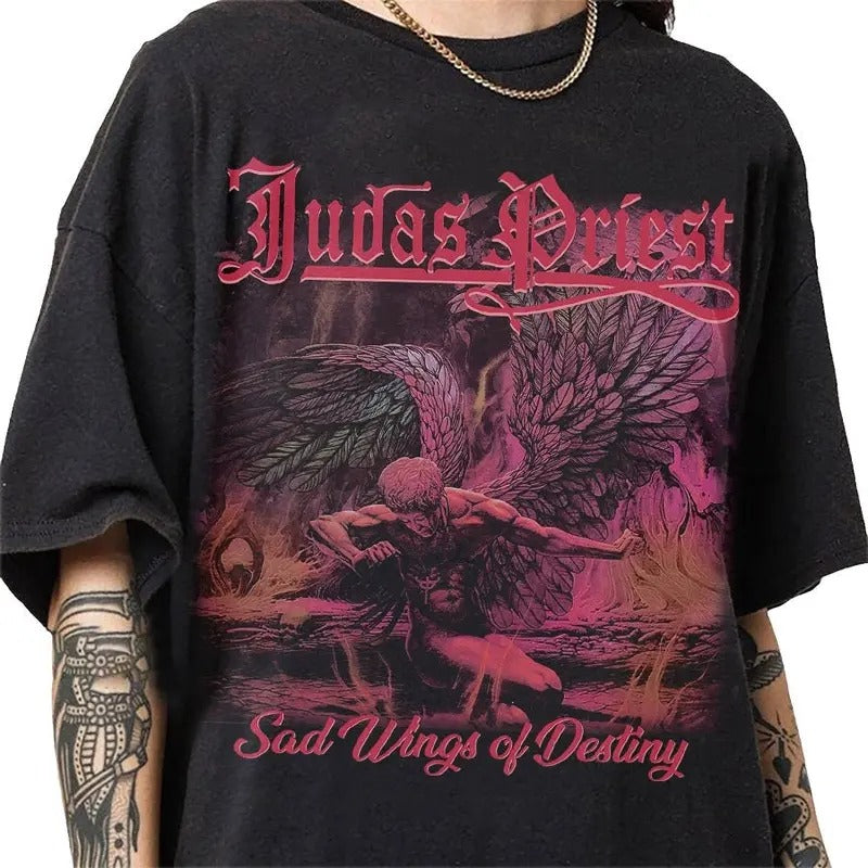 Judas Priest 90s Vintage Bootleg Style T-Shirt, Classic Retro Graphic Unisex Tee Gift For Men and Women