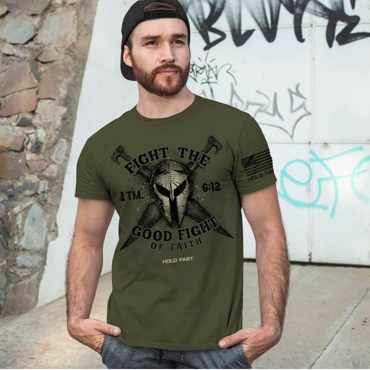 HOLD FAST Mens T-Shirt The Good Fight Style001