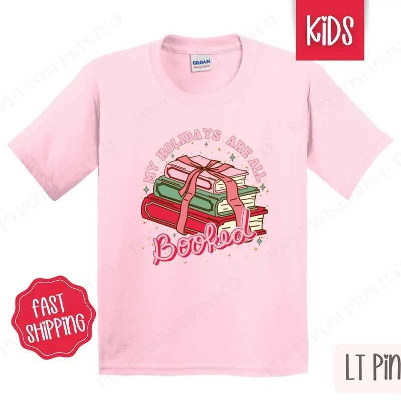 Kids Christmas Shirt - My Holidays Are Booked Tshirt - Youth Holiday Tee Gildan