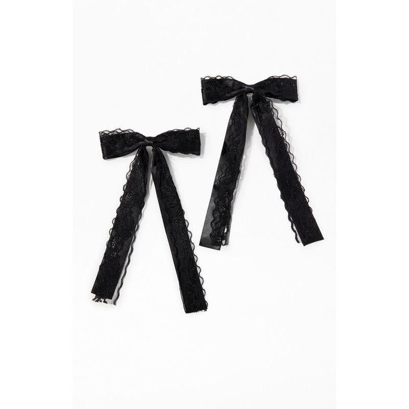 LA Hearts Women's 2 Pack Black Kaelie Bow Hair Clips