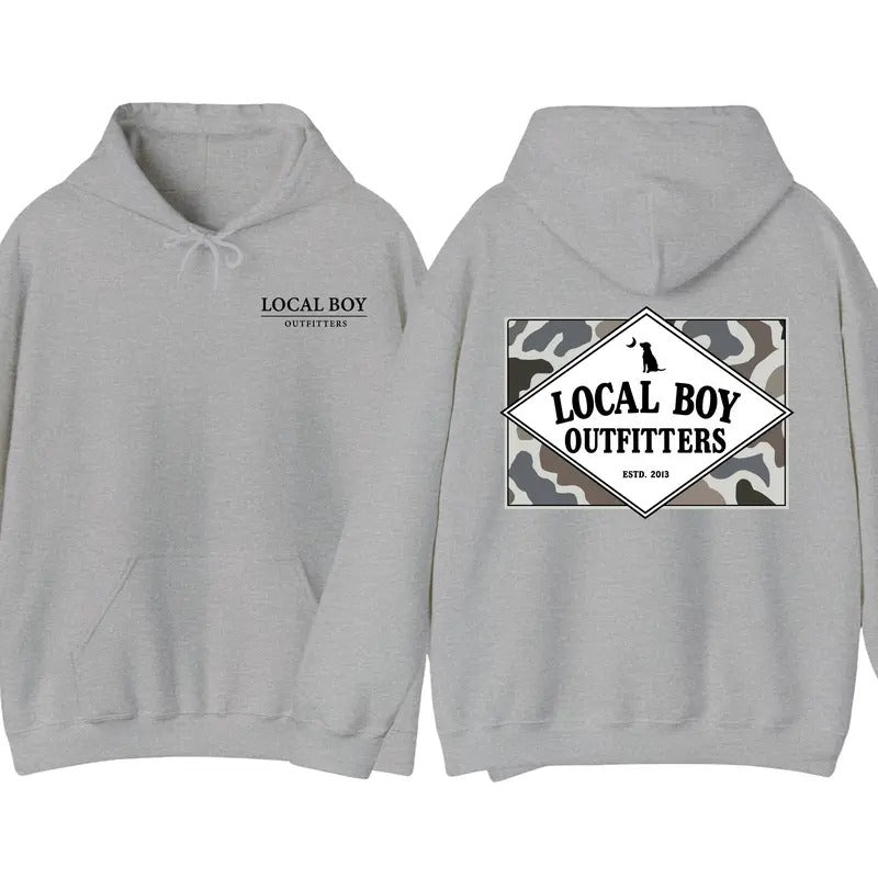Local Boy Outfitters Hoodie - Moon Camo Design Hoodie, Perfect for Outdoor and Dog Lovers, Unisex Hoodie Comfort and Style