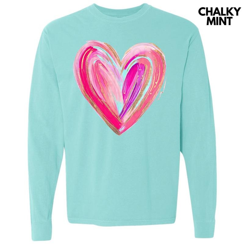 Love Brushstroke Heart Long Sleeve Comfort Colors T-Shirt