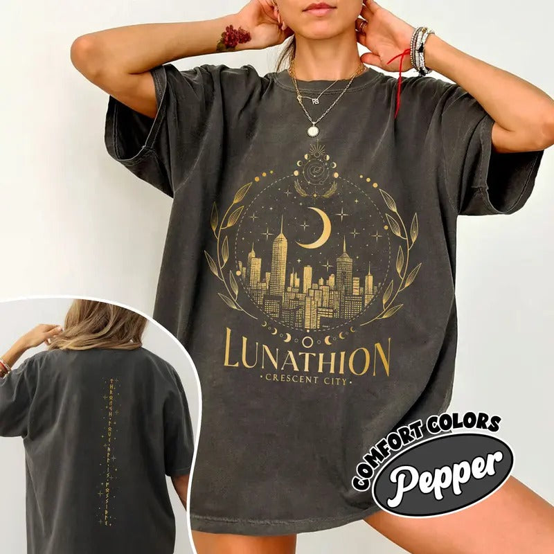 Lunathion Crescent City Comfort Colors Shirt, Bryce Quinlan Fan Merch, Sjm Trendy BookTok Womenswear Top Love