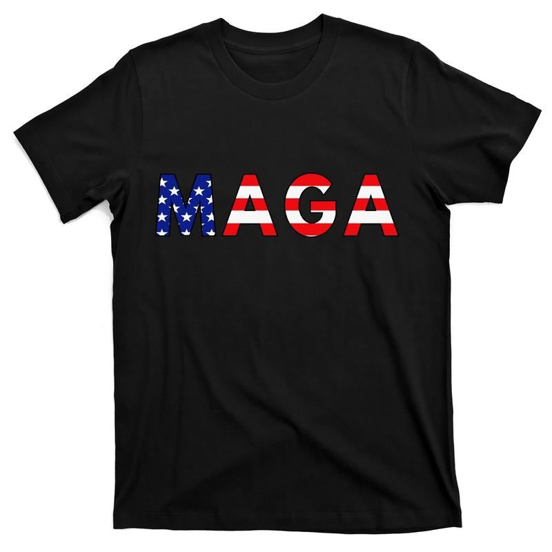 MAGA American Flag Donald Trump 2024 T-Shirt Cotton Menswear