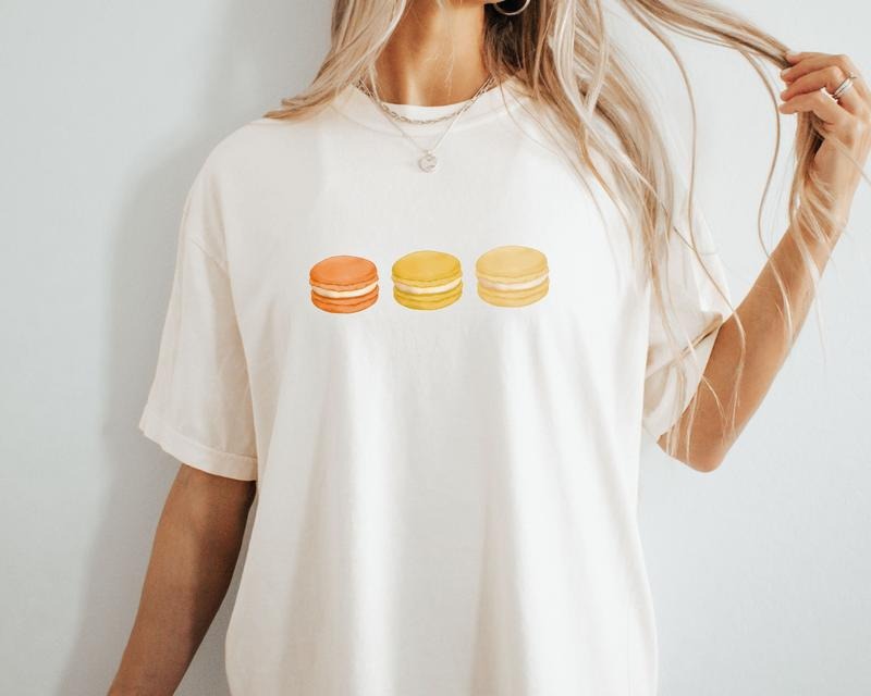 Macaron Sunset Shirt Cute Dessert Shirt French Aesthetic Foodie Shirt Cute Summer Tshirt Trending Graphic Tee Cute Tee style 02