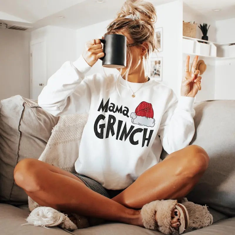 Mama Grinch Sweatshirt, Christmas Mom Shirt, Christmas Mama Shirt, Holiday Mom Shirt, Grinch Mama Crewneck, Grinch Mom Hoodie