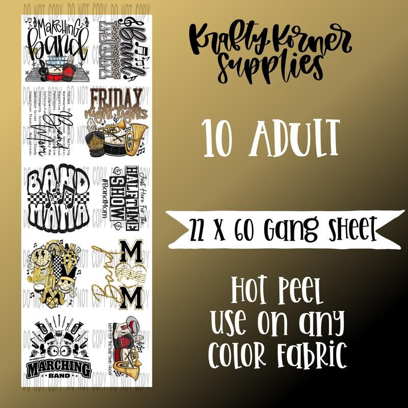 Marching Band DTF Transfer Gang Sheet, 22 x 60