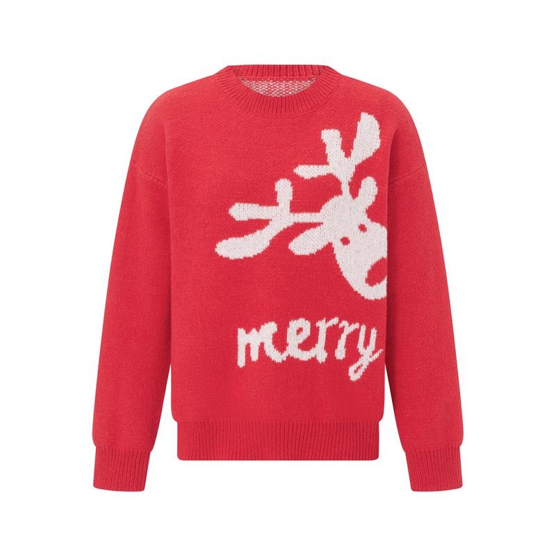 Matching Christmas Sweater, Long Sleeve Crew Neck Cartoon Elk Pullover Family Sweater Winter Clothes