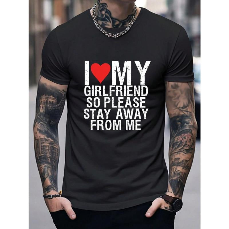 Men I Love My Girlfriend Slogan Printed Tee Made in USA i love gf shirt