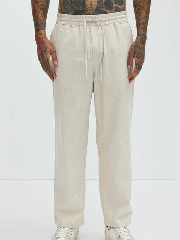 Men's Solid Color Lounge Pants, Regular Fit Casual Comfy Breathable Trousers for Daily Wear, Men's Bottoms for All Seasons