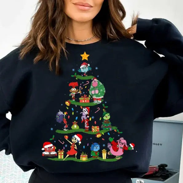Merry Christmas Inside Out Xmas Tree Shirt - Unisex Fabric Tee - Pullover