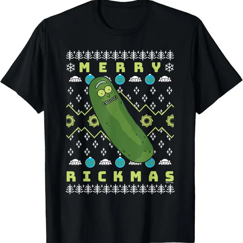 Merry Pickle Rickmas Ugly Christmas T-Shirt