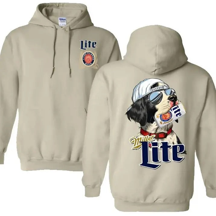 Miler Lite Springer Spaniel Dog Unisex Hoodie, Miler Lite Hoodie, Outdoors Funny Beer, Full Colors, For Men, For Women