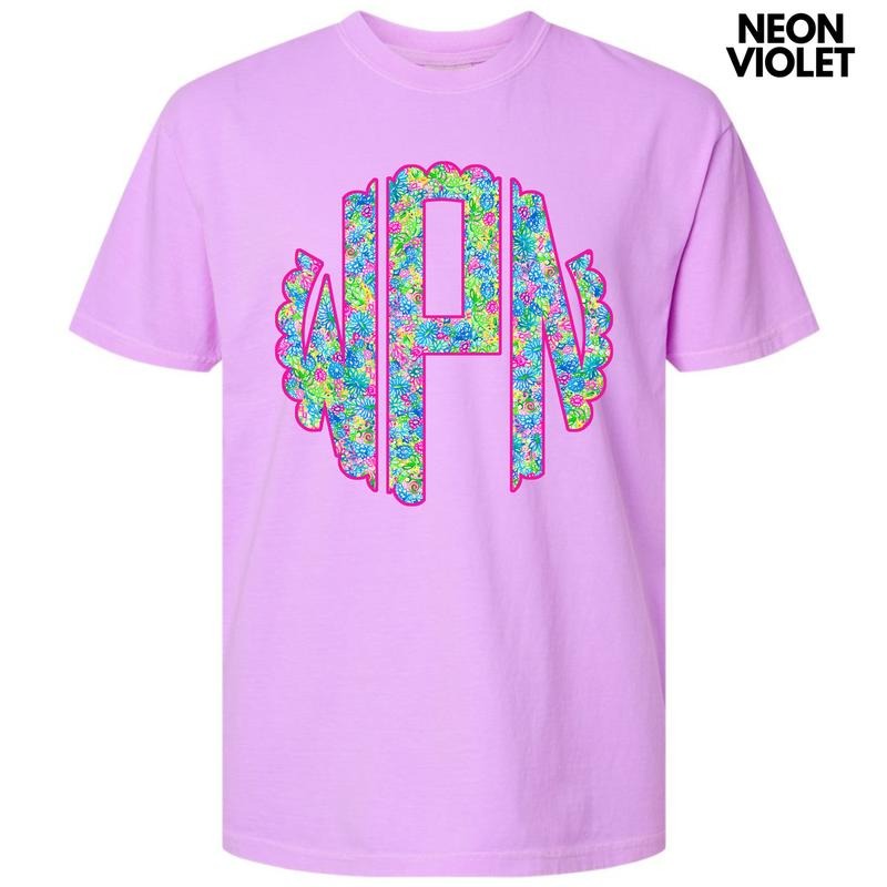 Neon Exotic Monogram Comfort Colors T-Shirt 'NLB'