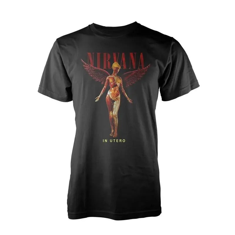 Nirvana T Shirt In Utero Officially Licensed Mens Black Tee Kurt Cobain Grohl Menswear Top