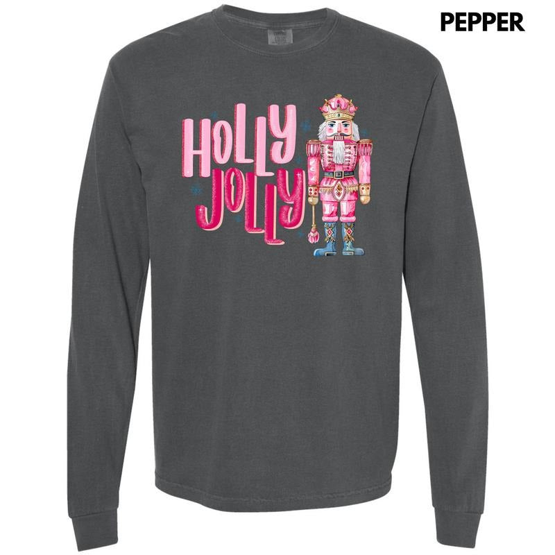 Nutcracker Holly Jolly Long Sleeve Comfort Colors T-Shirt 'NLB'