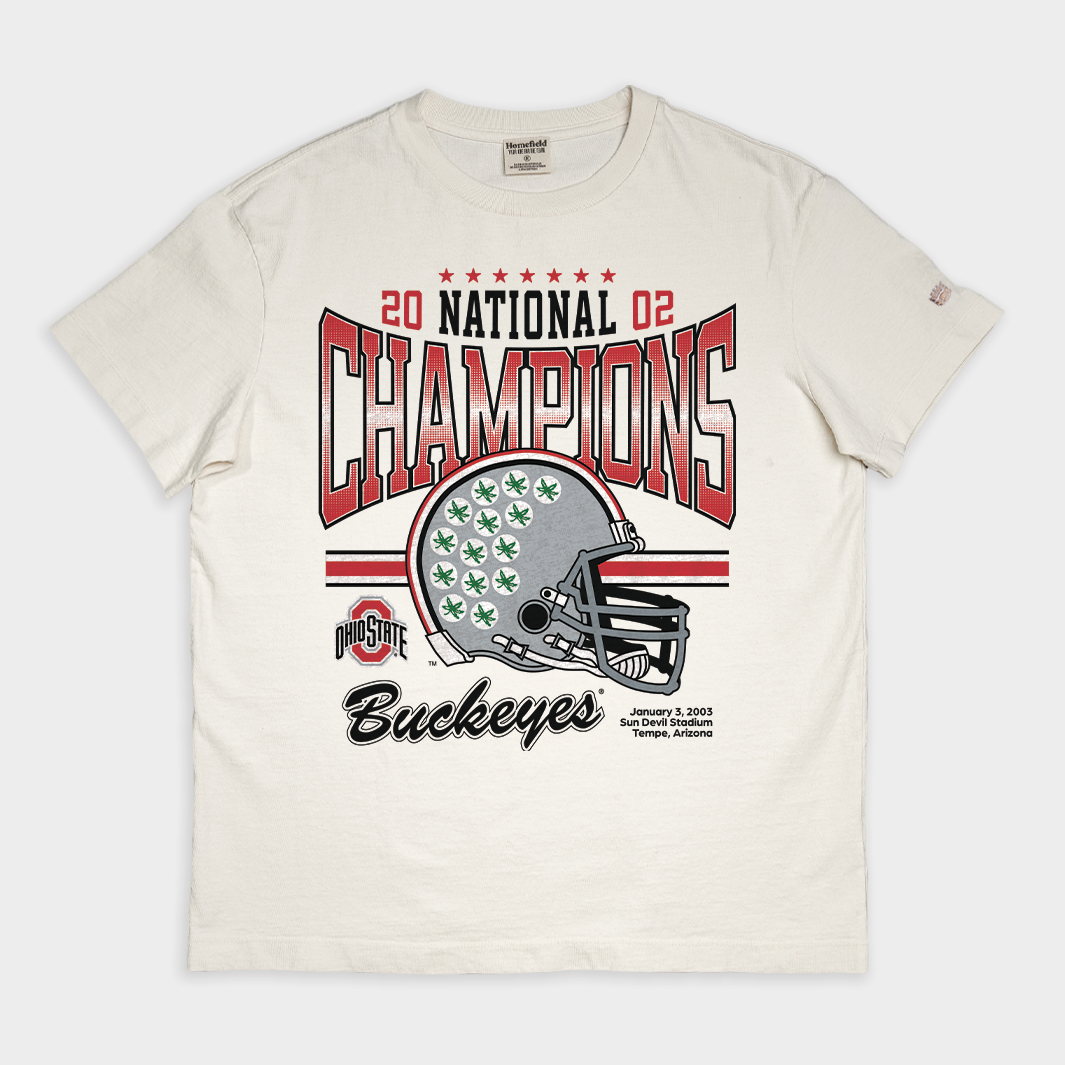 Ohio State Football 2002 National Champs Vintage Heavyweight Tee Style001