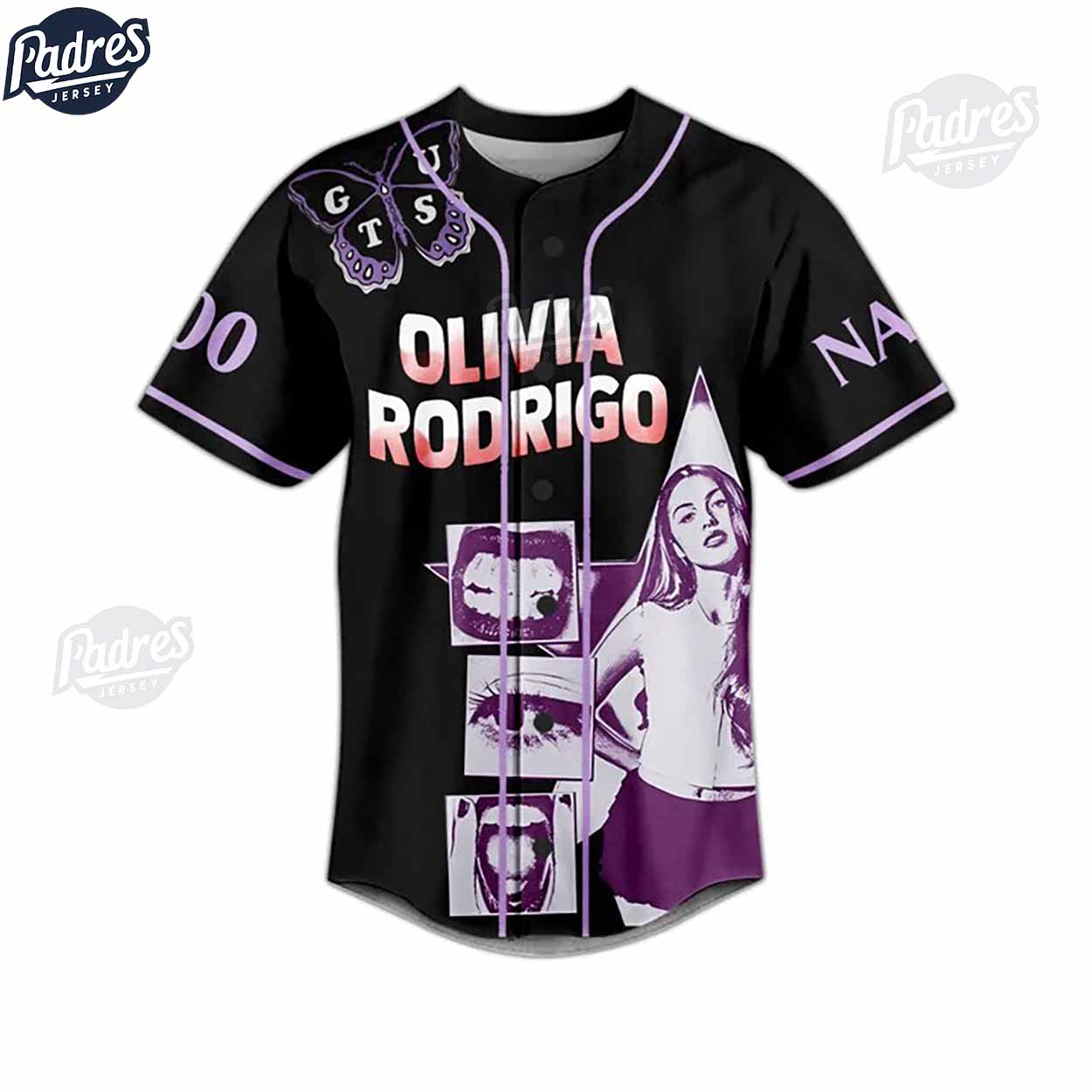 Olivia Rodrigo Guts World Tour Custom Black Baseball Jersey Style - Padres Jersey Oasis: Elevate Your Baseball Style Game