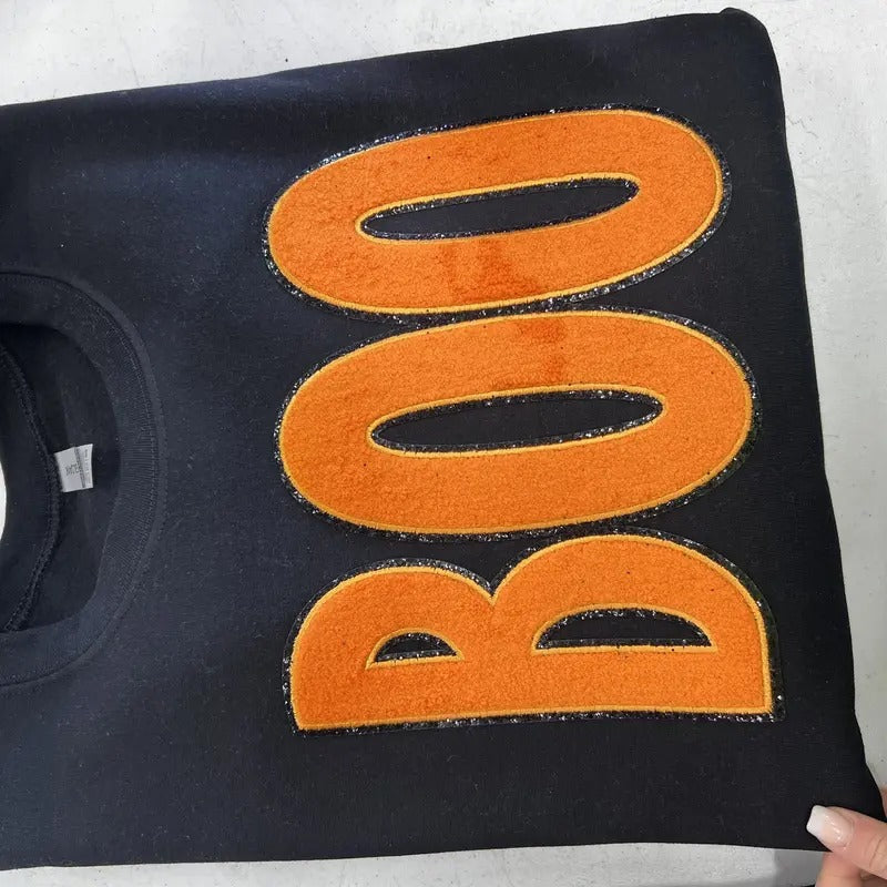Orange Glitter BOO Patch Sweatshirt