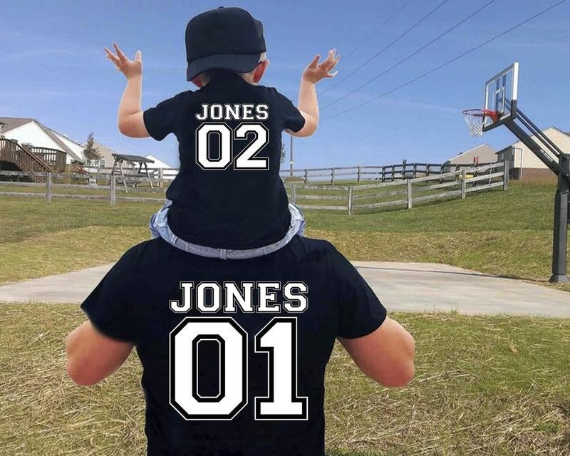 Personalized Dad Last Name Shirt, Fathers Day Gift Shirt, Family T-shirts, Any Name, Any Number, Custom Name, Custom Number, Dad Son Shirts
