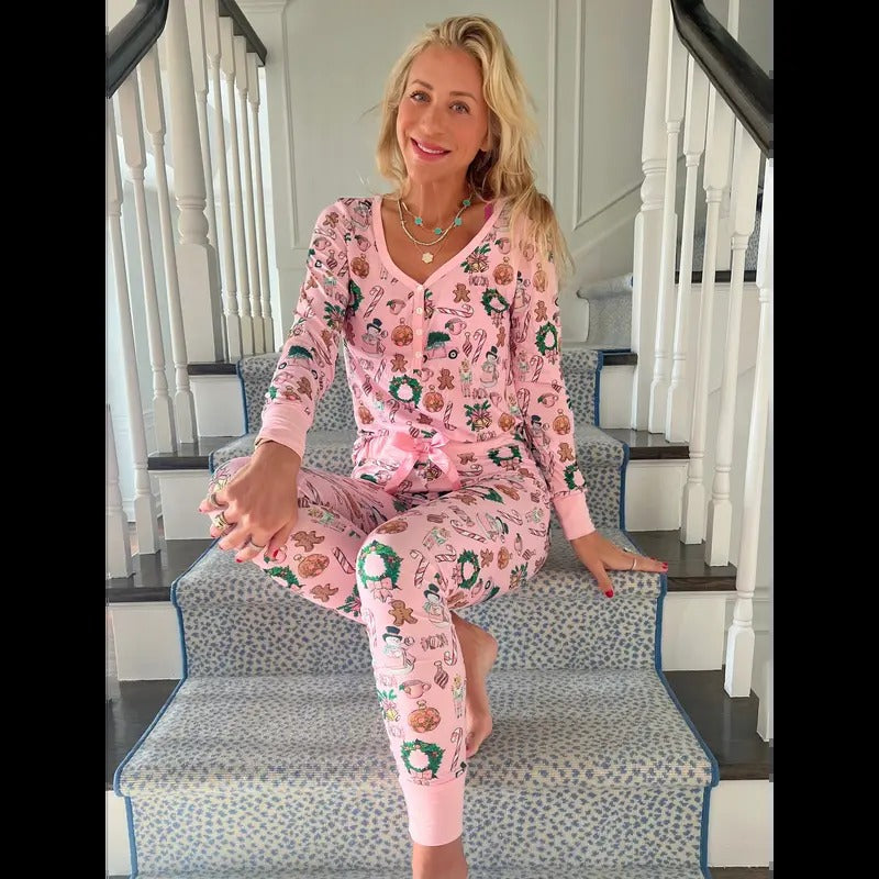 Pink Gingerbread Jogger Pajama Set