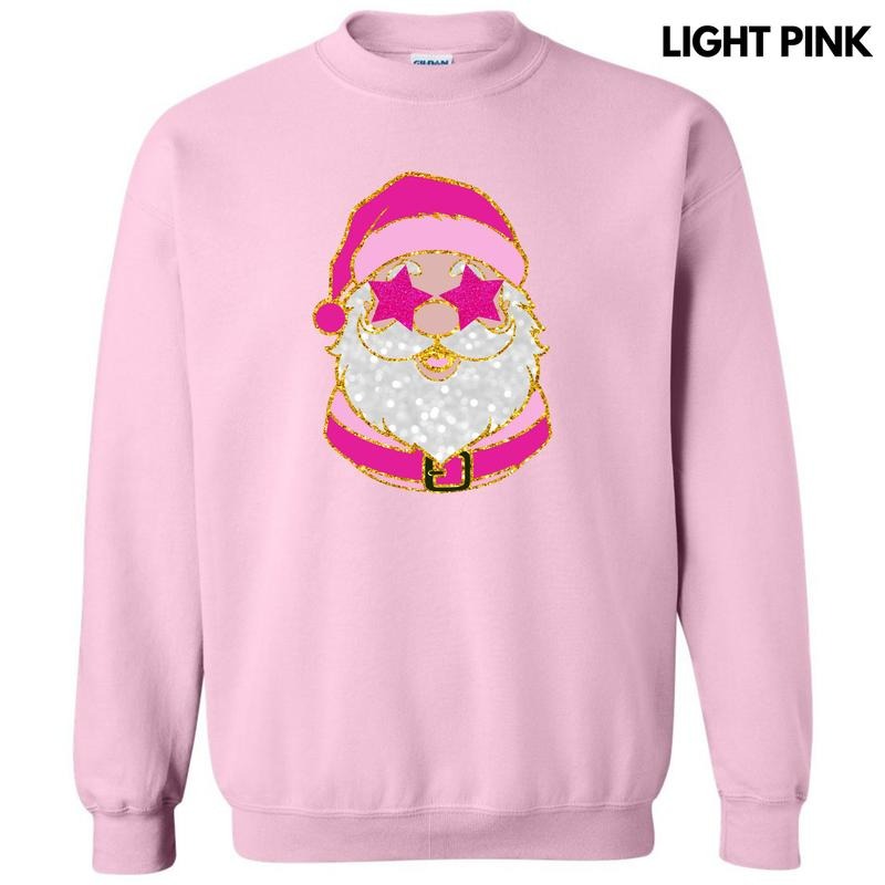 Pink Star Eyes Santa FAKE Glitter Sweatshirt 'NLB'