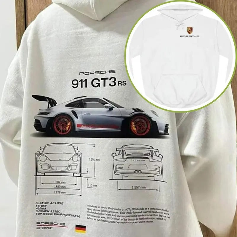 Porsche 911 GT3 RS Aesthetic Hoodie DRG, Porsche T-Shirt DRG, Sweatshirt, Porsche Hoodie Menswear Classic Cotton Collar Embroidered