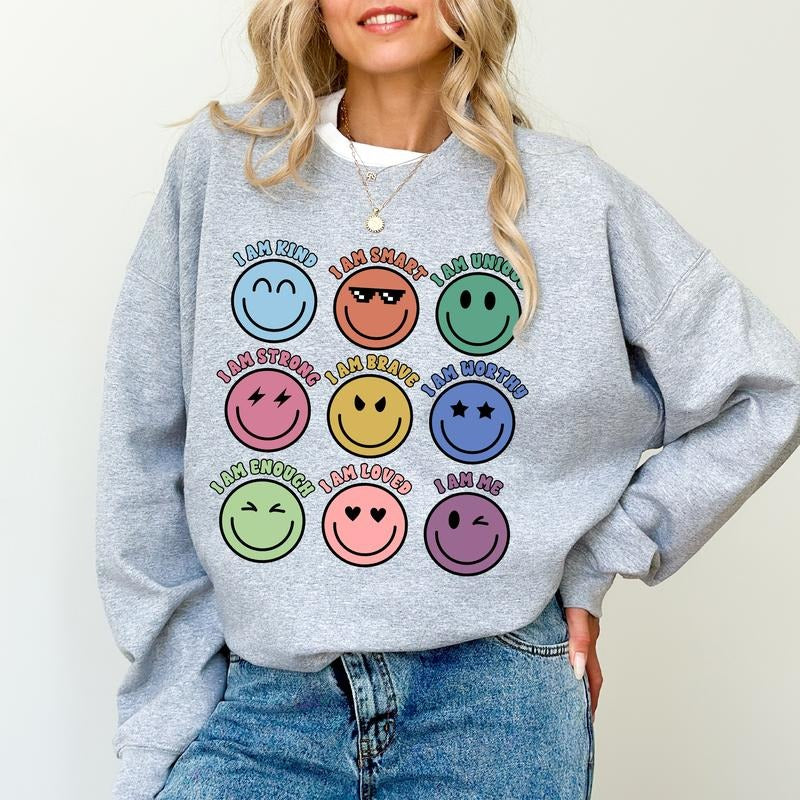 Positive Affirmations Sweatshirt, Mental Health Sweater, Mental Health Awareness Month Apparel, Grow Positive Thoughts Crewneck, Motivational Long Sleeve Pullover, Inspirational Shirt, Gift For Her, Women's Top, Soft Cozy Fabric Sweatshirt