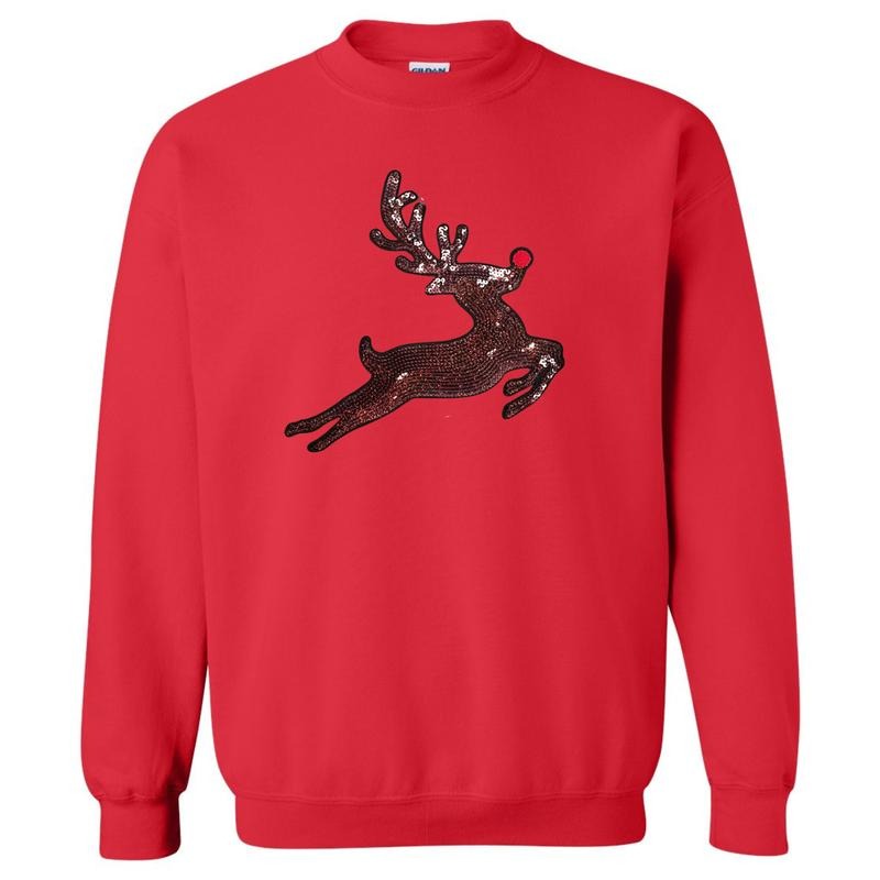 Prancing Reindeer Sequin Patch Sweatshirt