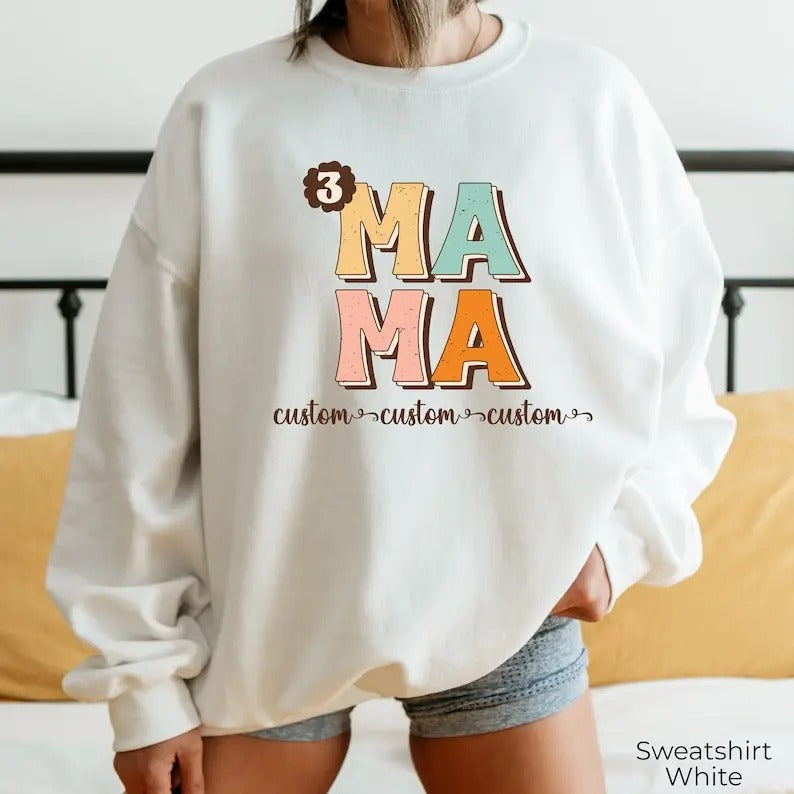 Premium Customized Mama Sweatshirt, Trendy Mommy Hoodie For Women, Mom Themed Shirt, Mother's Day Sweater, Preppy Gift For Grandmastyle{n002}3