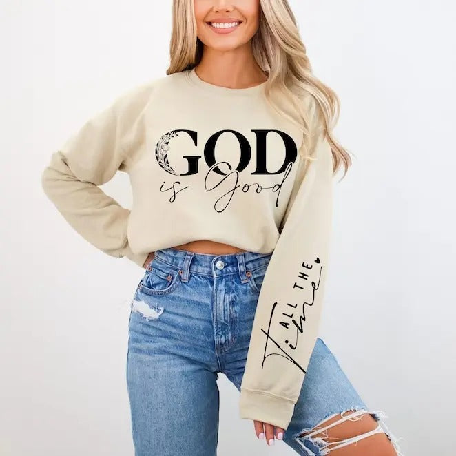 Premium God is Good All The Time Sweatshirt, Aesthetic Christian Sweatshirt, God is Good Hoodie, Christian Gifts For Her, Trendy God Sweatshirt