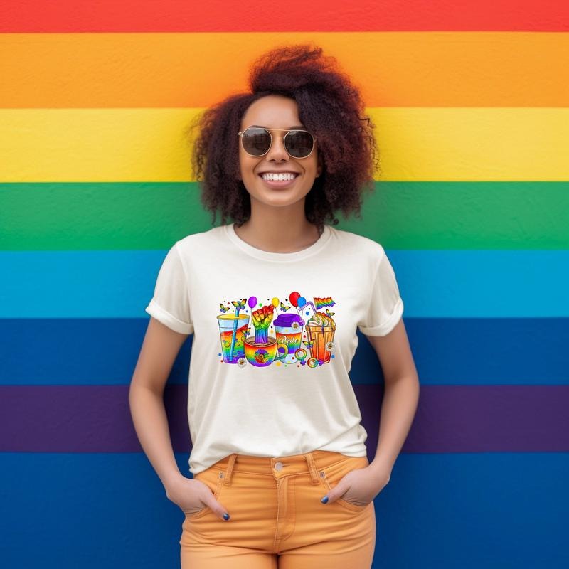 Pride Coffee Cups T Shirt Hoodie Sweater Pride T Shirt Hoodie Sweater Pride Rainbow Shirt LGBTQ Shirt Lesbian Shirt Coffee Cups Shirt Gay Shirt Pride Gift